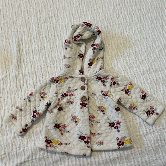 Carter's Pink and Cream Puffer Jacket Floral Design - Picture 1 of 4